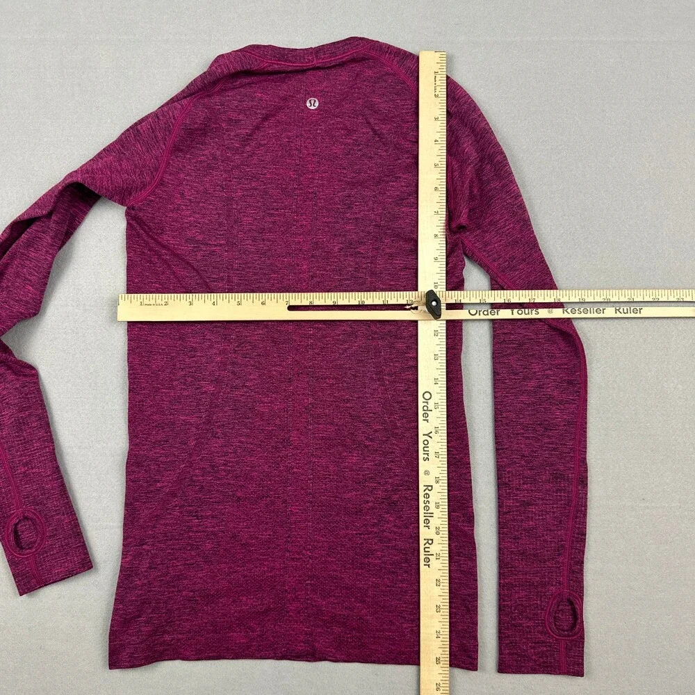 Lululemon Shirt Women 6 Purple Solid Swiftly Tech Long Sleeve Crew Seamless Run